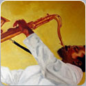 Saxophone Player, oil painting